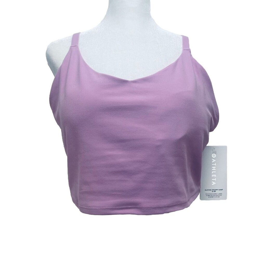 Athleta Crop Top Sz XL Elation Strappy V Neck Purple Impact Soft Lavender NWT